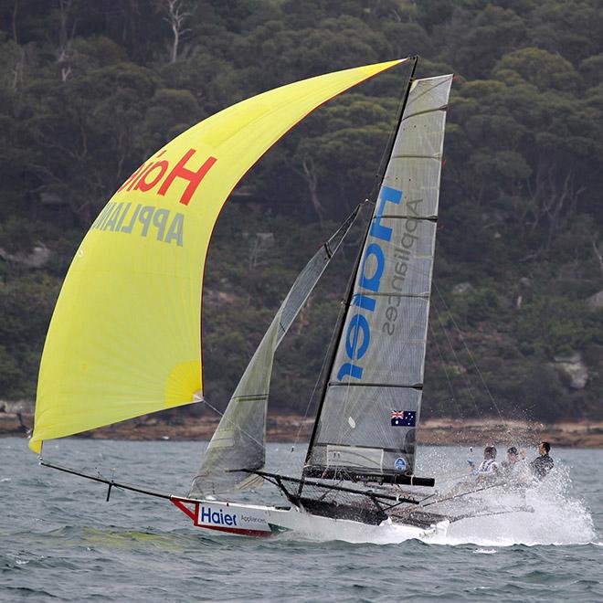High speed action in a strong North East wind © Frank Quealey /Australian 18 Footers League http://www.18footers.com.au